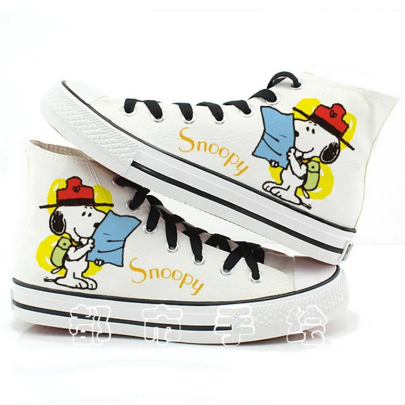 

Snoopy периферийные модные милые туфли с рисунком, ручная роспись, парусиновые туфли средней высоты, женская обувь с росписью, подарок на день рождения, оптовая продажа