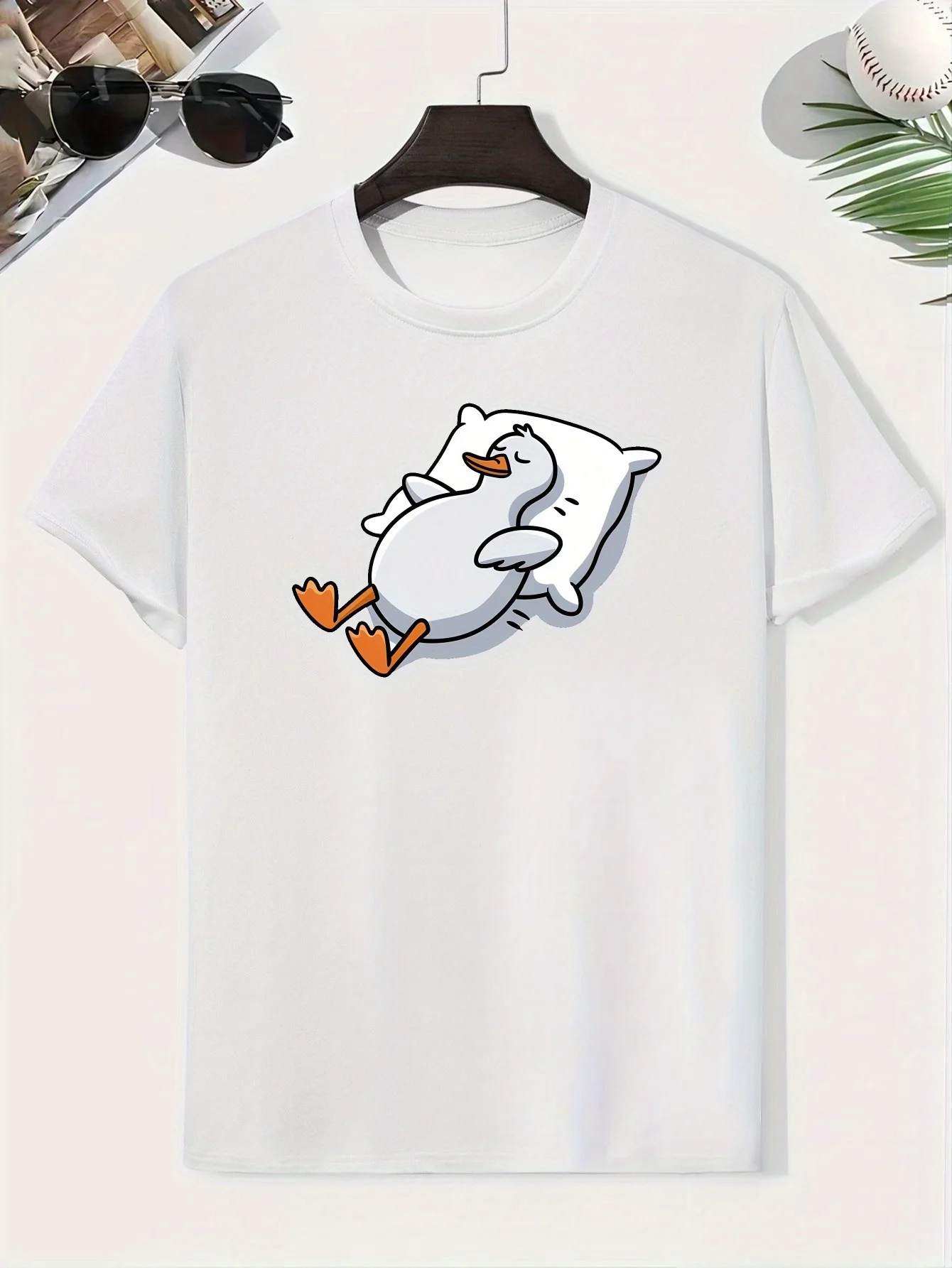 Sleep Goose Pattern T-shirt Creative Casual Lightweight Comfortable Short Sleeve Top Summer Parent Child Clothing