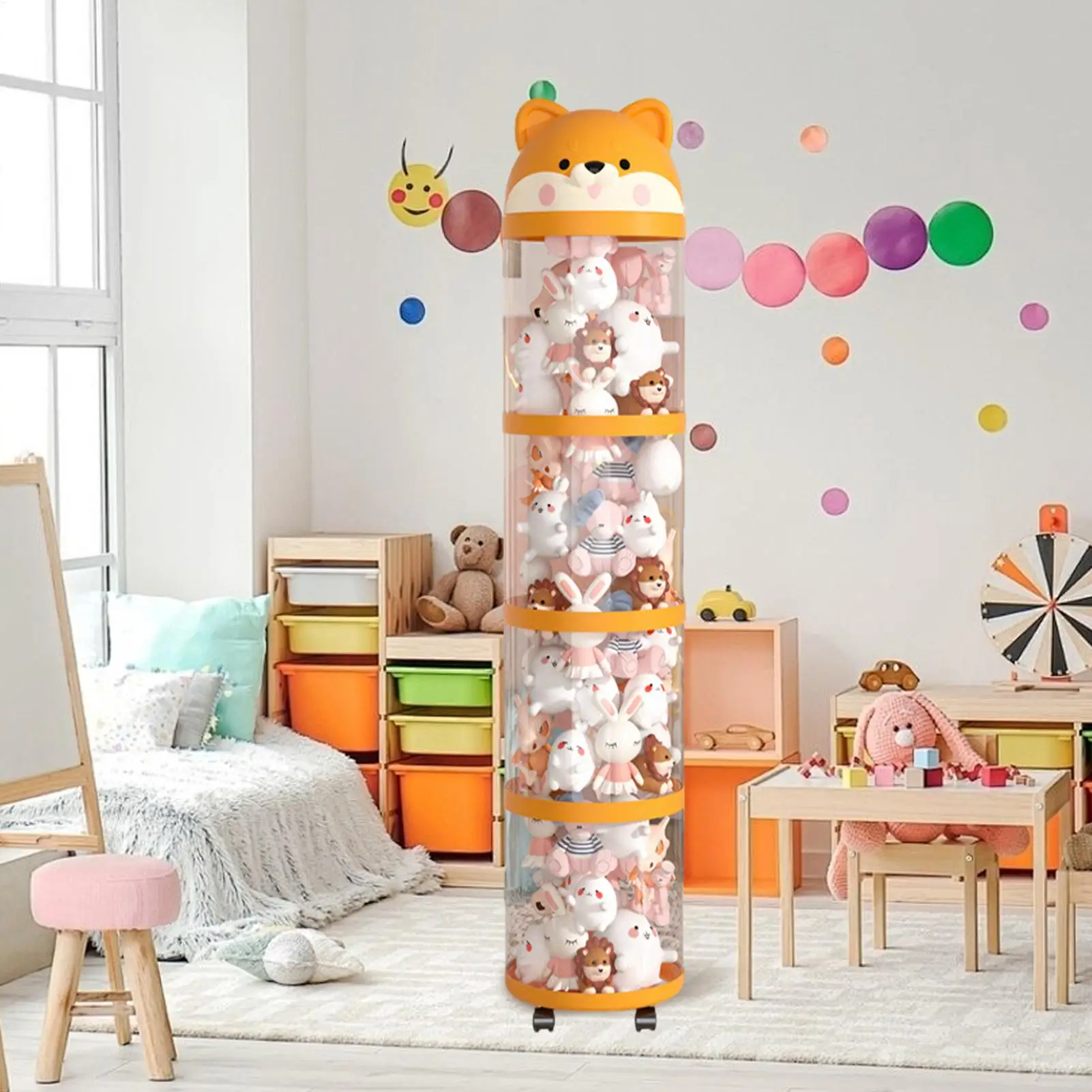 Organisateur de rangement en peluche, Tube de jouet, stockage d'animaux en peluche, conteneur transparent de grande capacité avec roulettes, support étouffant, décor de chambre mignon Organisateur de rangement en peluche, Tube de jouet, stockage d'animaux en peluche, conteneur transparent de grande capacité avec roulettes, support étouffant, décor de chambre mignon