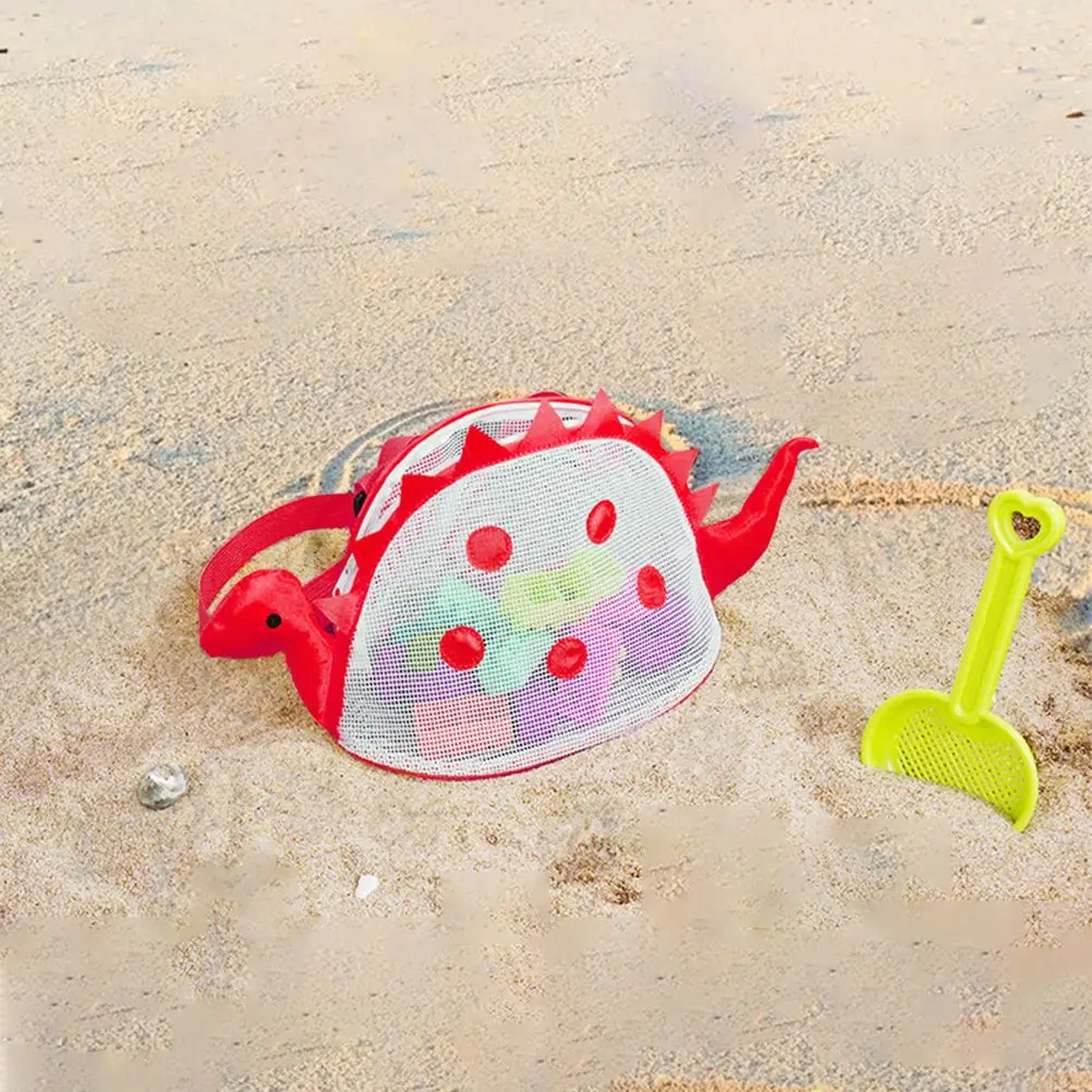 Dinosaur Beach Bag Toy Storage for Kids Essentials Playing with Sand Toys Mesh Pvc