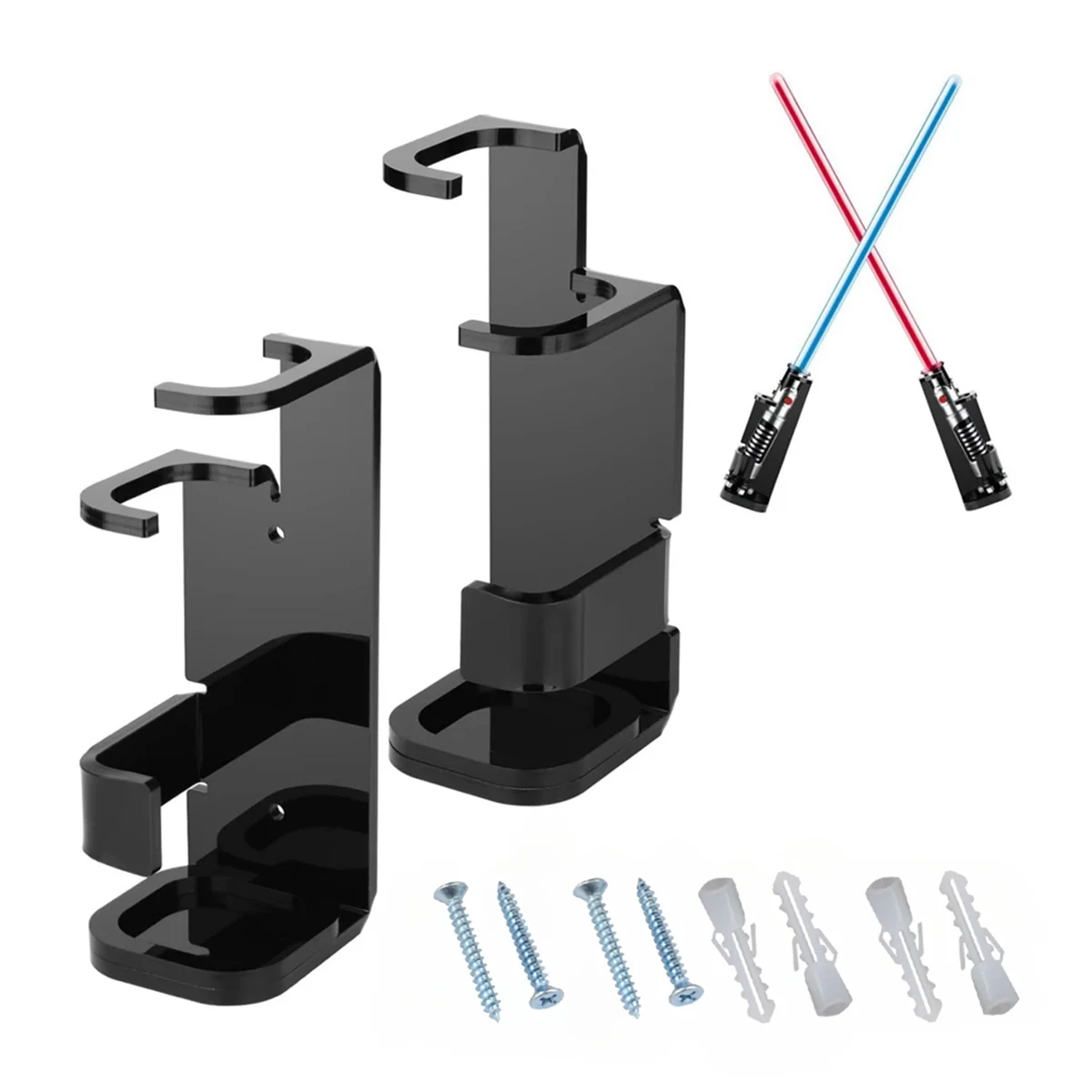 2PCS Lightsaber Stand Wall Mount Lightsaber Display Stand Acrylic Lightsaber Holder for Vertical & Cross Displaying,A