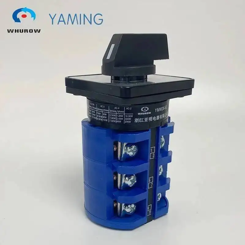 LW26-63 Universal Changeover Rotary Cam Switch 690V 63A 3 Poles Manual Control Dual Power Selector LW28 YMW26-63/3