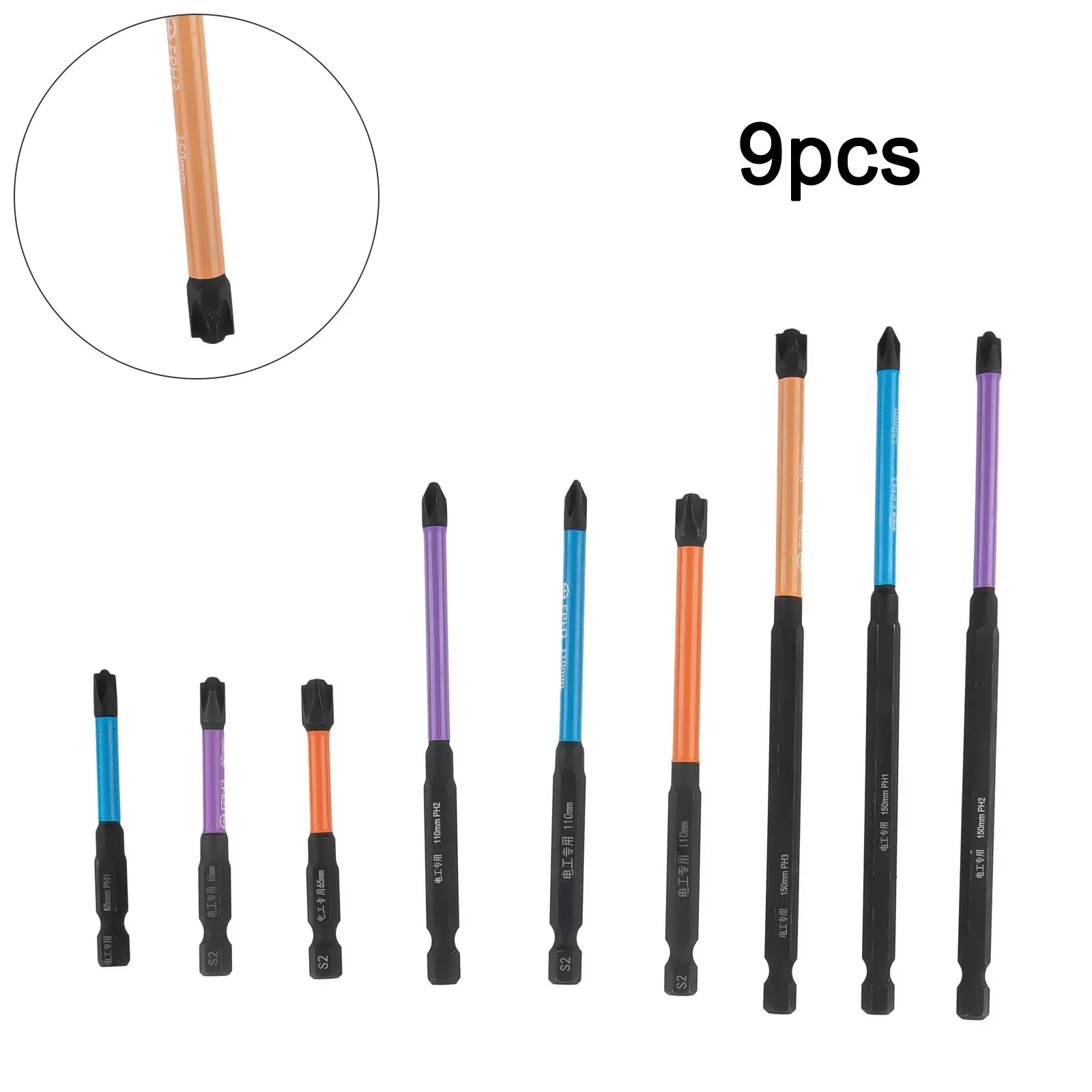 Slotted Cross Screwdriver 65-150mm 9X 9pcs Set Alloy Steel Bit For Electrician FPH1 FPH2 FPH3 For Socket Switch