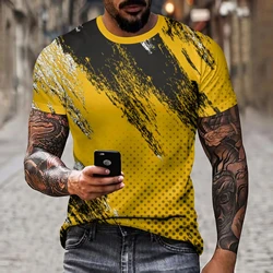 Spliced Men's T-Shirt Retro Short Sleeved Tees 2024 New Men's Clothing Plaid Pattern Printed T-Shirts Oversized European Tops