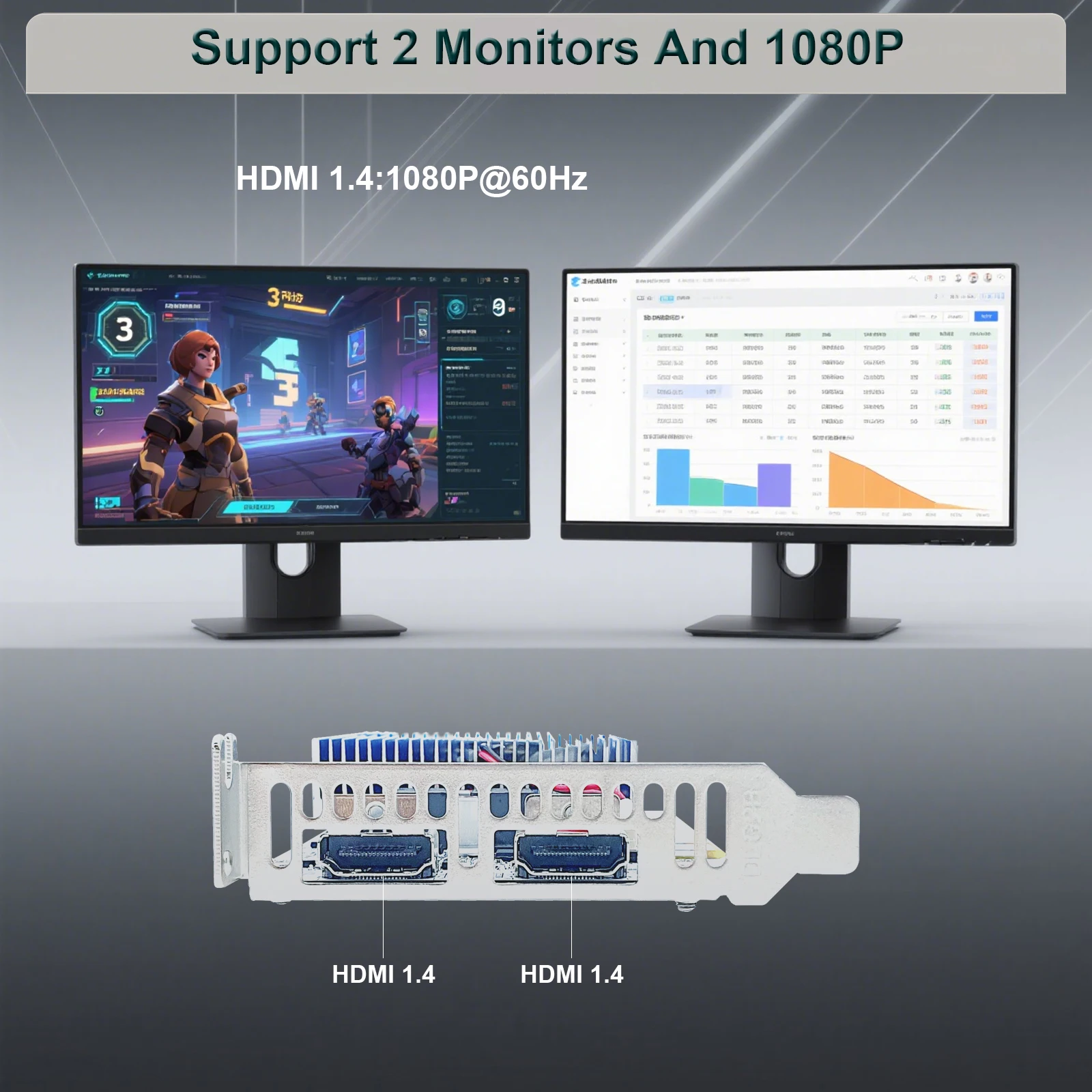 Immagine 4: Scheda grafica SongryVGA R5 230 da 2 GB, scheda video GDDR3 Dual HDMI 1080P a basso profilo compatibile con PC SFF/Thin ITX/HTPC