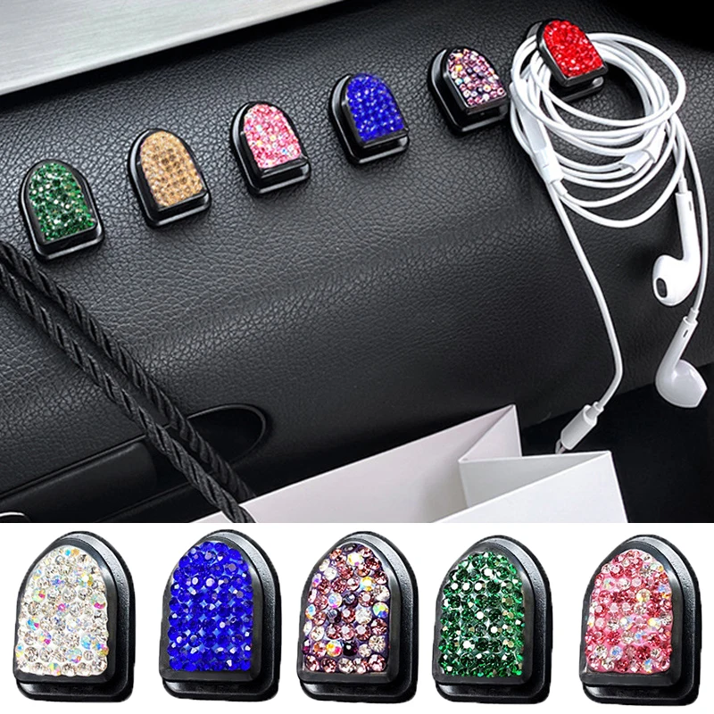 

Crystal Rhinestone Car Hooks Car Hanging Bag Holder Ornaments Decor Hooks Creative Mini Bling Hook Auto Interior Accessories