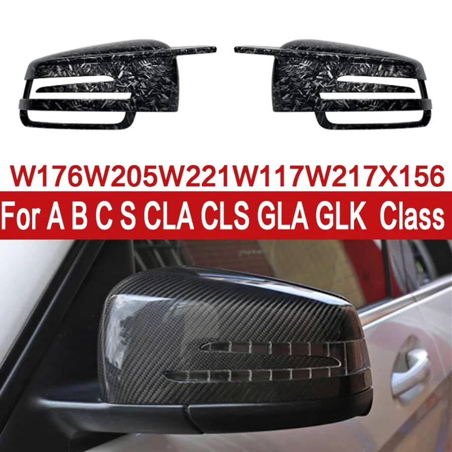 For Mercedes Benz A C E CLA Class W204 W212 W117 W176 Shells Rearview Cap Carbon fiber rear view mirror case cover body kit