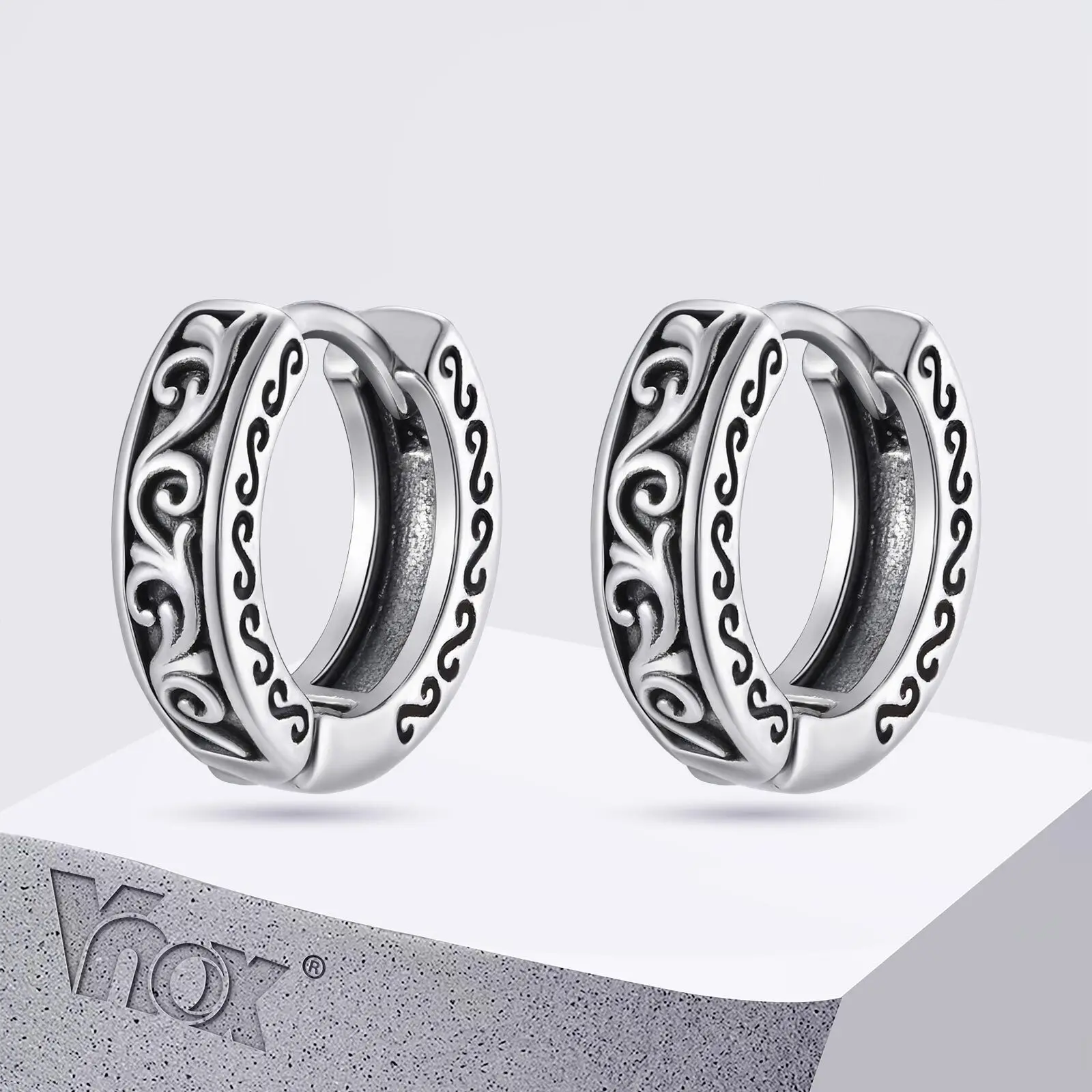 

Vnox Stainless Steel Hoop Earrings for Men Women Punk Rock Gothic Ear Jewelry 3.7mm Wide 12.7mm High Hypoallergenic Earrings New