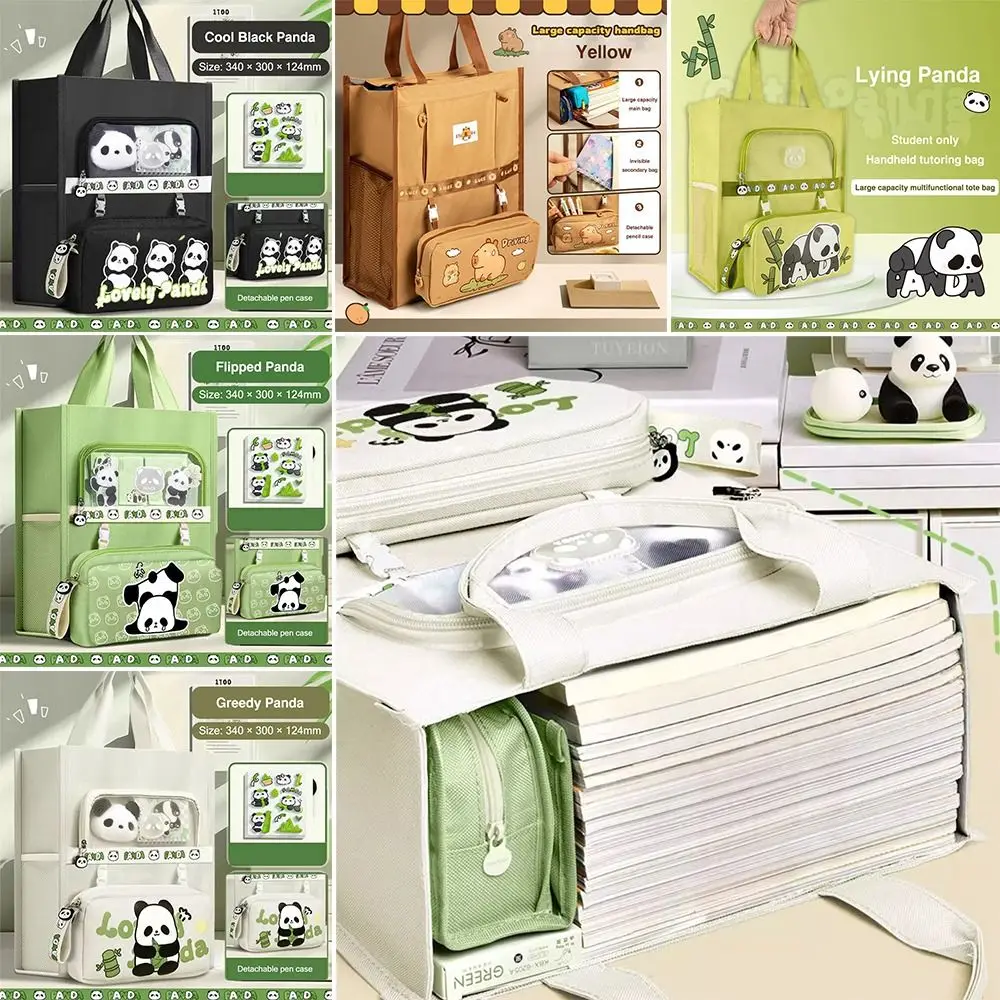 

Six-Layer Tote School Bag Capybara/Panda Large-capacity Stationery Storage Bag Portable Waterproof Handbag Boys Girls