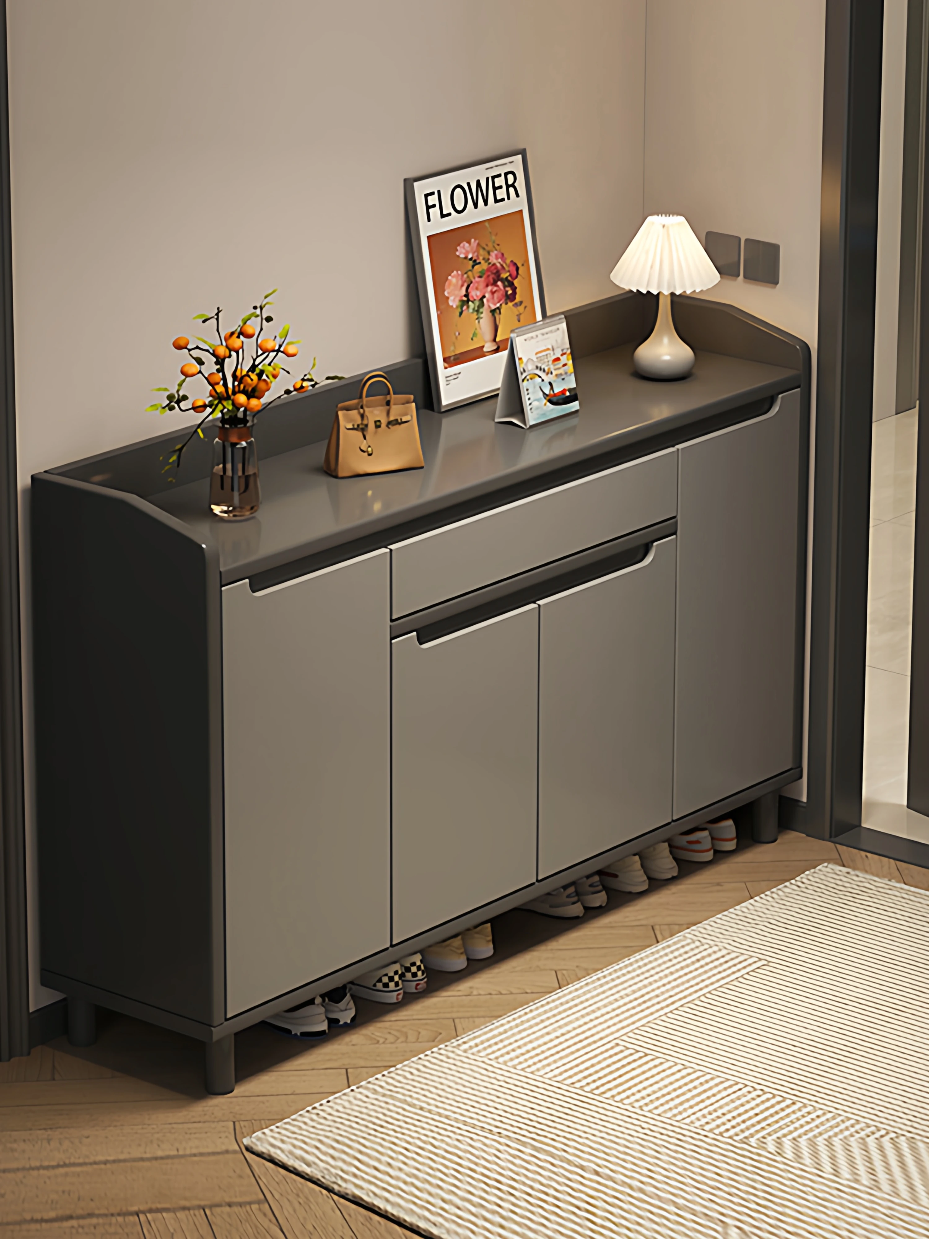 

Shoe cabinet household door storage integrated against the wall 2025 new entry entrance storage outdoor corridor high-end shoe