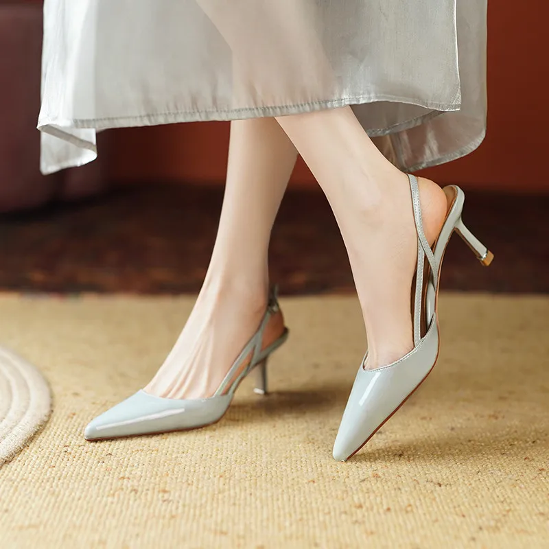 FEDONAS Women Sandals Elegant Fashion Spring Summer Party Wedding Prom Patent Leather Pointed Toe Thin Heels Shoes Woman Pumps