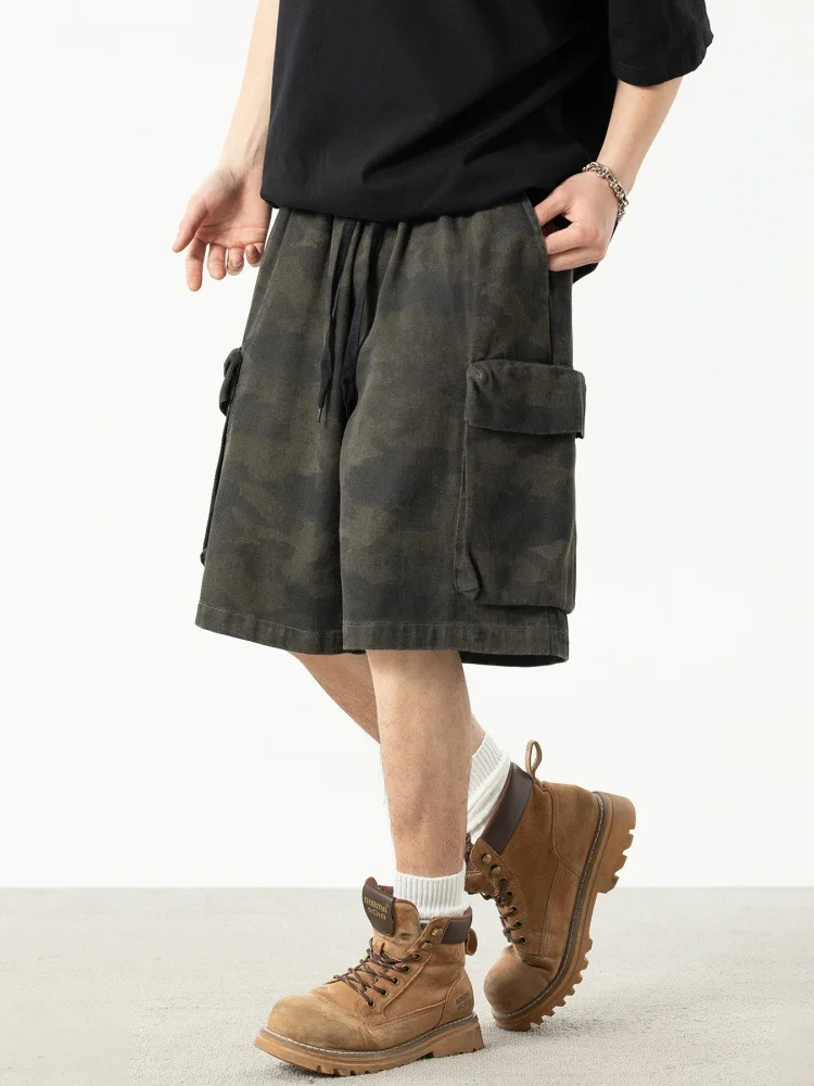 Men's 5-Inch Camo Utility Oversized Pockets Vintage Military Style Shorts Cargo Shorts Workwear Outdoor Hiking Tactical Casual