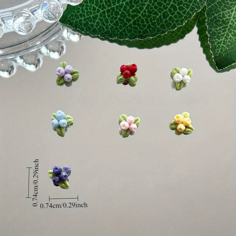 50/100 Stuks Hars Mini Bosbessen Vorm Nail Art Accessoires Gemengde Lichtgevende Berry Leaf Nail Art Decoraties Nail Art accessoires