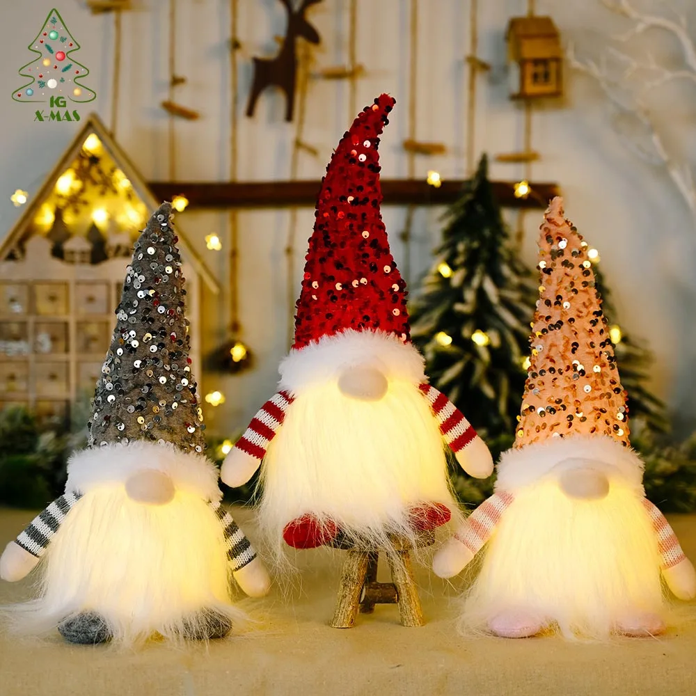 

Ready To Ship natal navidad Mini Faceless Gnome Christmas Tree Ornament LED Christmas Hanging Decoration For Decor