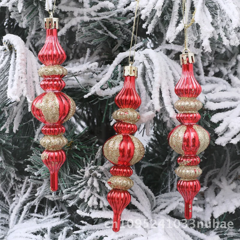 

3Pcs Red Gold Small Gourd Christmas Tree Decoration Pendants Set - PVC Material Christmas Event Accessory