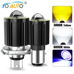 H4 LED Moto H6 BA20D P15D LED Motorcycle Headlight Bulbs Angel Devil Eye Lens White Yellow Hi Lo Lamp Scooter Accessorie