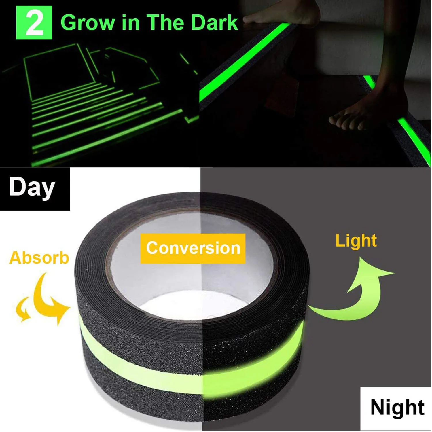 Luminous Stairs Anti Slip Tape Tread Surface Warning Fluorescent Frosted Adhesive Non-slip Tape Glow in the Dark Home Decoration