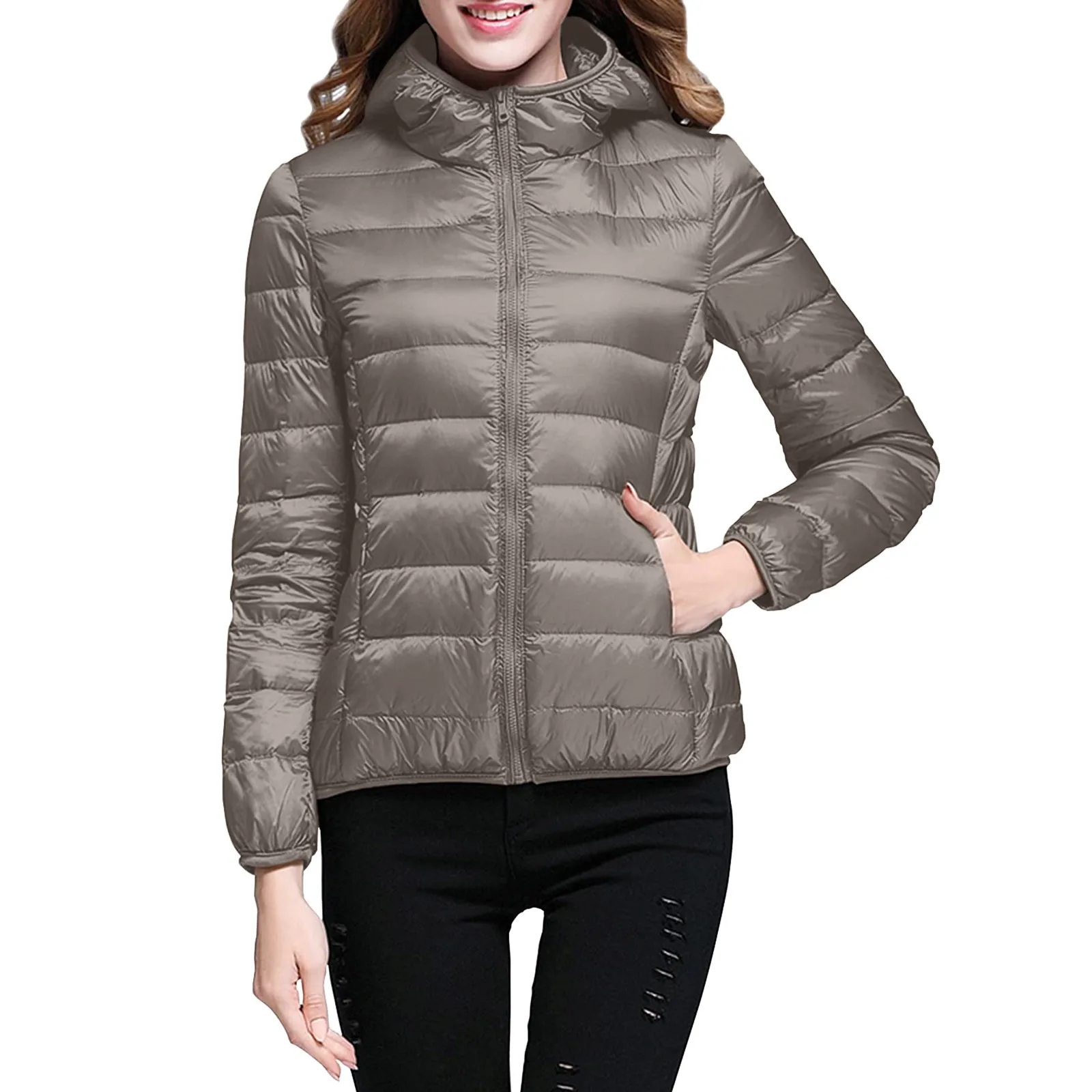 Warm Duck Down Winter Hoody Jackets Ultra-light Women Down Coats Puffer Long Sleeve Warm Slim Portable Thin Female Outwears