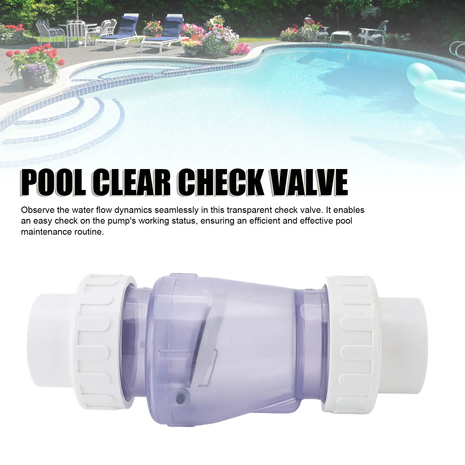 2 Inch Check Valve Transparent Pool Accessories Replacement Check Valve Prevent Backflow