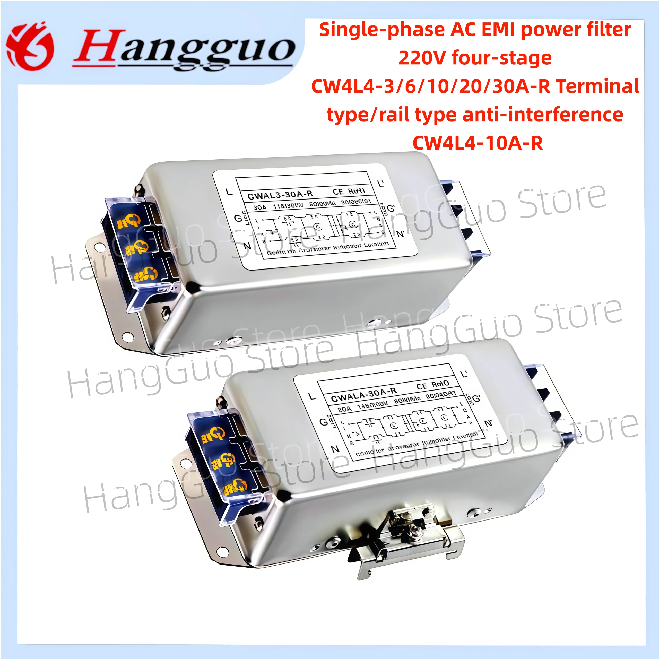 Brand new and original   filter 220V four-stage CW4L4-3/6/10/20/30A-R Terminal type/rail type anti-interference CW4L4-10A-R