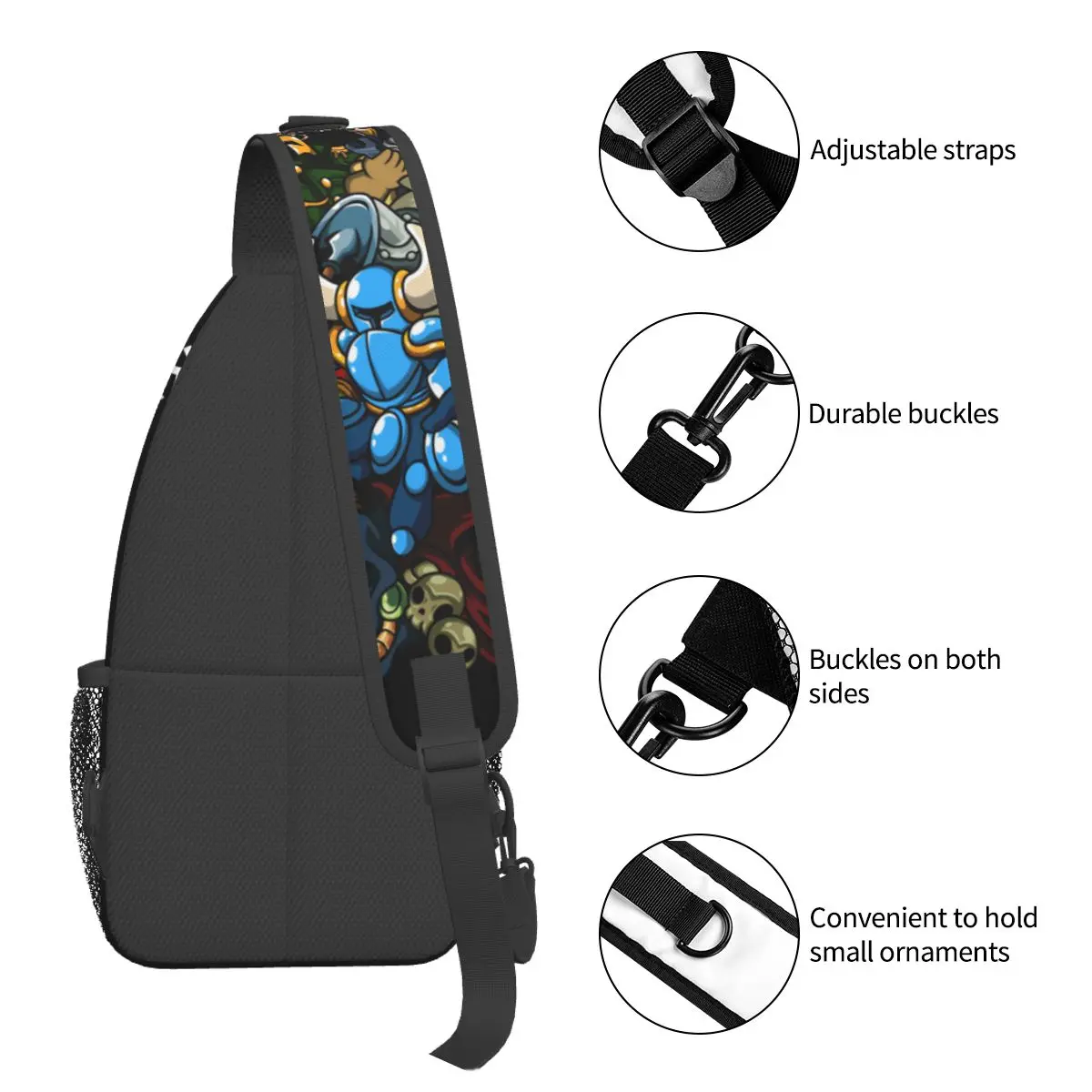 Shovel Knight Crossbody Sling Bag para homens, saco de peito legal, mochila de ombro Game Yacht Club, mochila de ciclismo ao ar livre