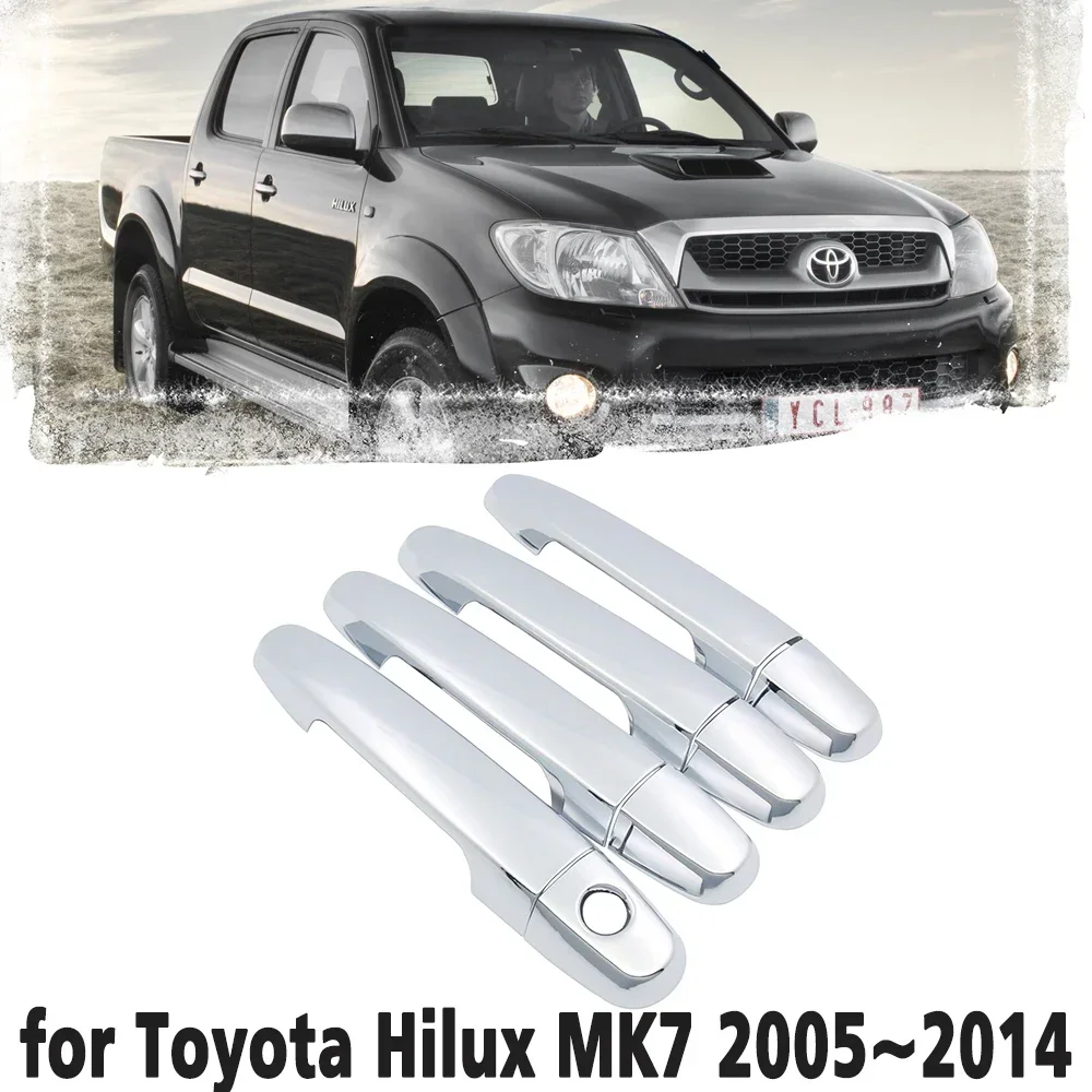 

Luxury chrome door handle cover trim protection cover for Toyota Hilux MK7 2005~2014 Car accessory sticker 2006 2007 2008 2009