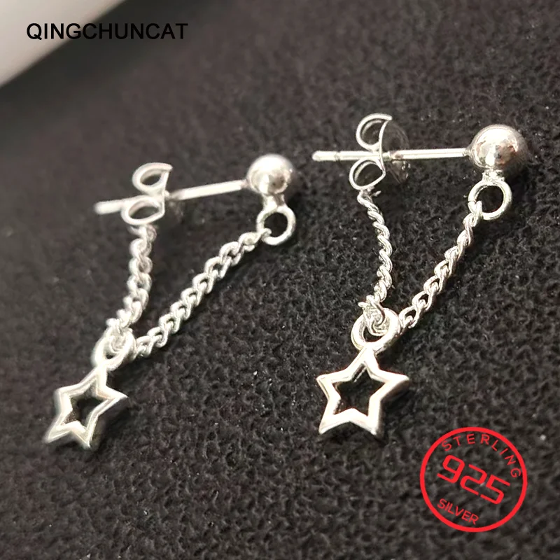 

Stud Earrings Pendientes 3 Star Tassel Earrings For Women 925 Sterling silver Oorbellen Boucle D'oreille Femme 2025 Hot