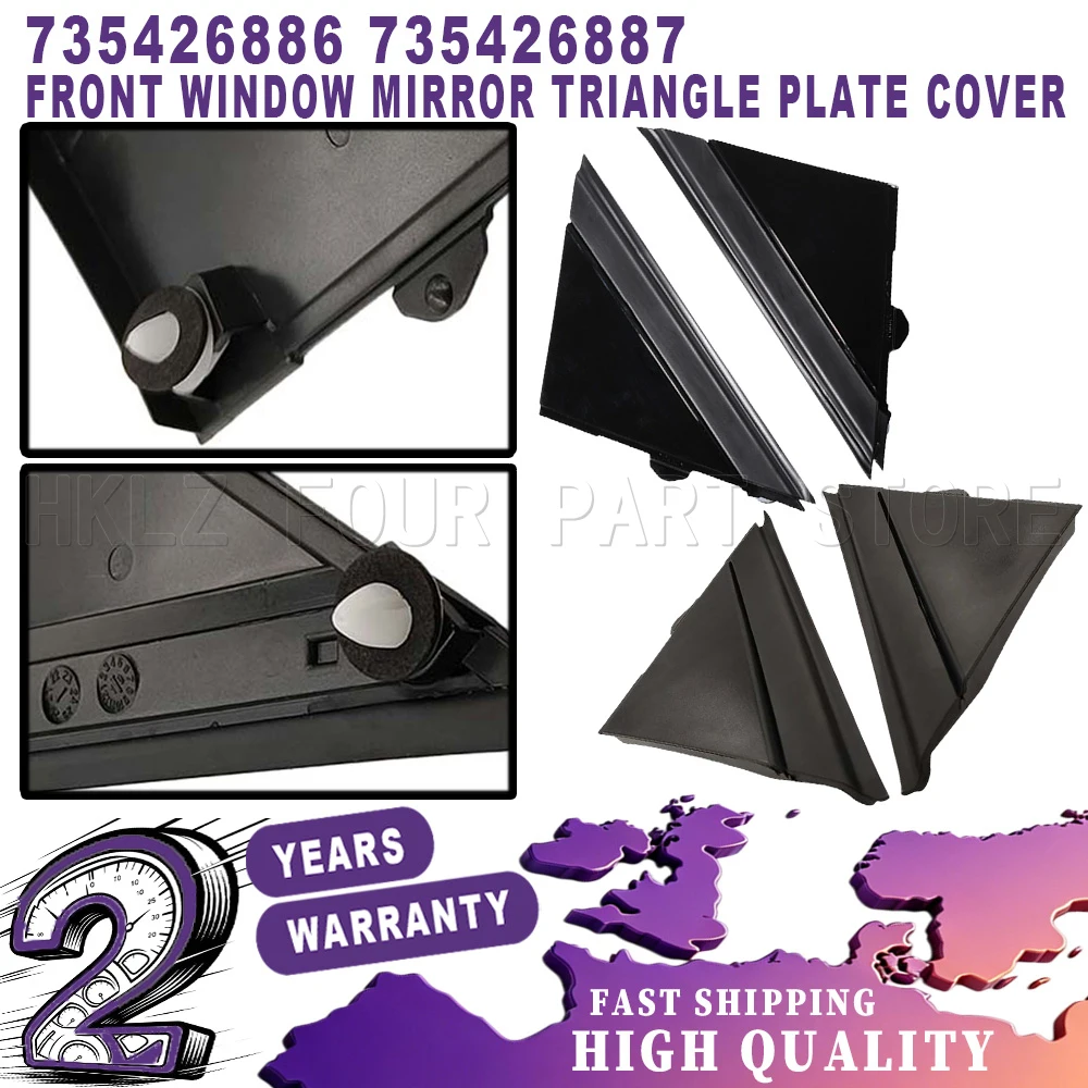 New Easy Installation Car Accessories For Fiat 500 (312) Abarth 500 590 695 Door Front Window Mirror Triangle Plate Cover L+R