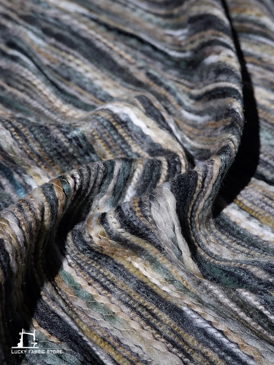 Ethnic, bohemian color, wool felt, three-dimensional twist, knitted texture, fabric jacket, creative designer fabric