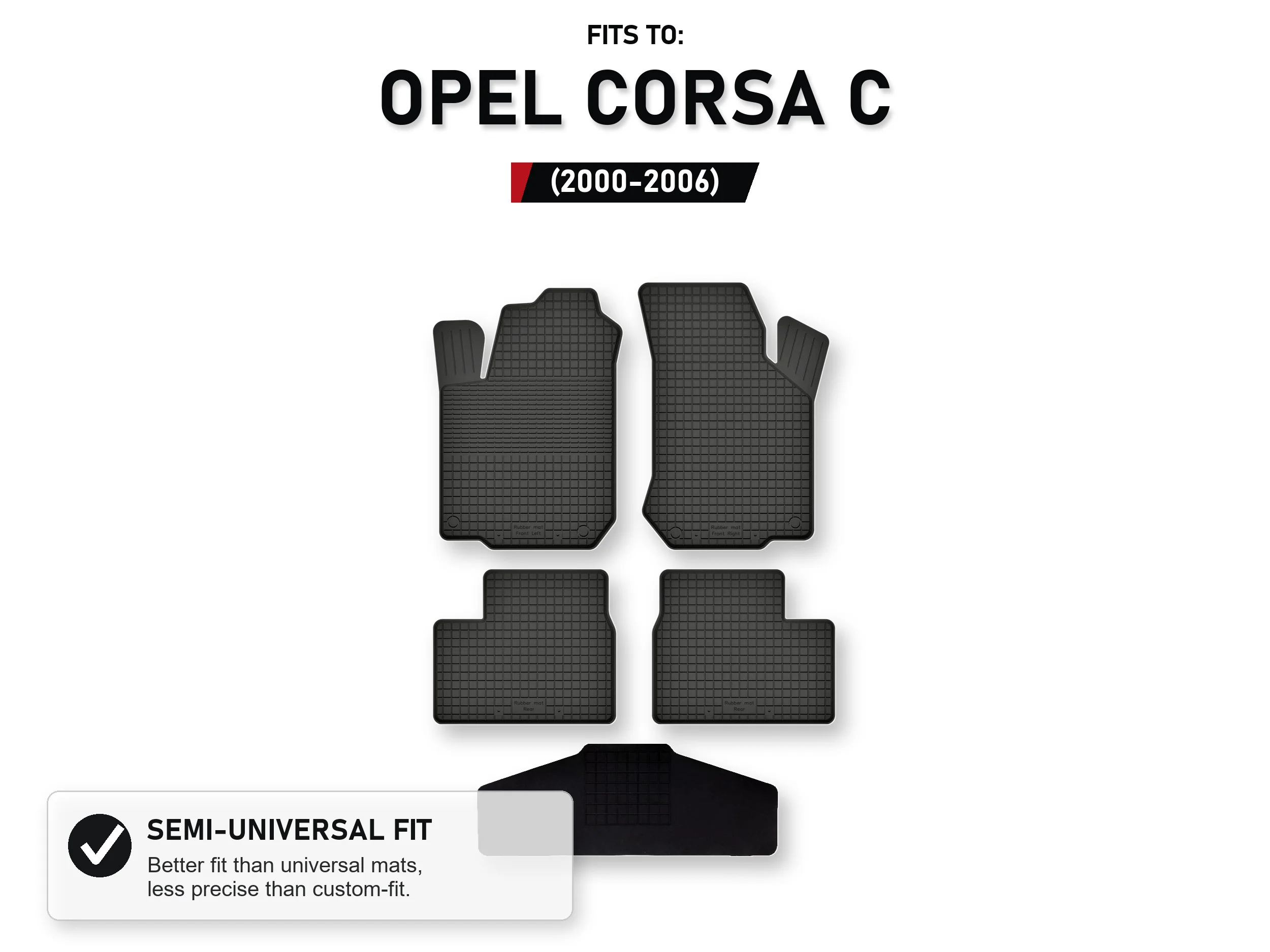 Image of Gummimatten, Tablettform mit Tunnel, für: Opel Corsa C 2000-2006, 5 Stück
