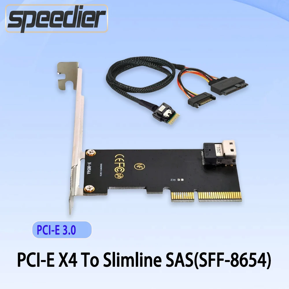 PCIe 3.0 X4 To U.2 Solid State NVMe Slimline SSD SFF-8654 To SSF-8639 Adapter Converter Card SAS 8654 Pcie 4x High Speed