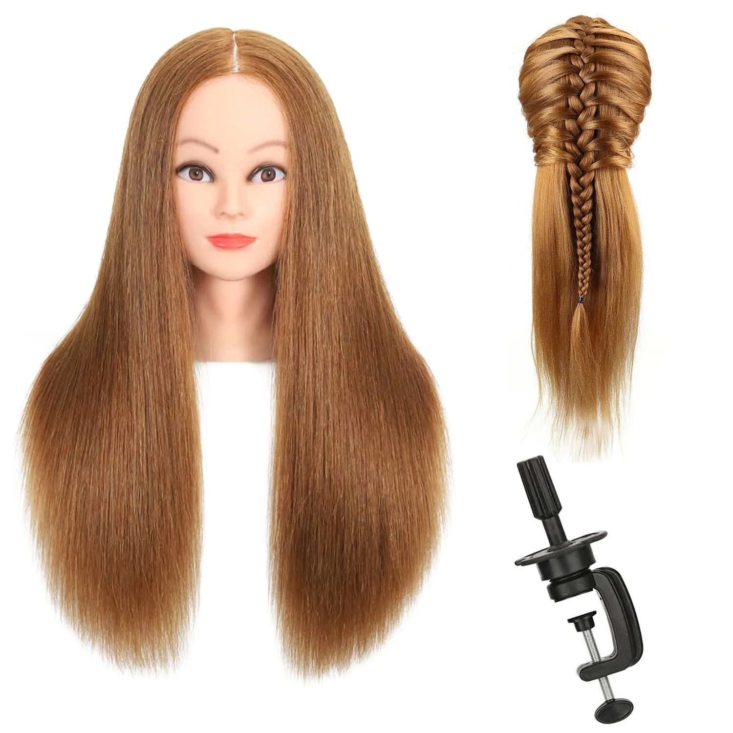 

Mannequin Head with Synthetic Hair and Adjustable Stand Blonde for Braiding Hair Styling Training Hairart Hairdressing Salon