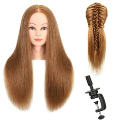 Mannequin Head with Synthetic Hair and Adjustable Stand Blonde for Braiding Hair Styling Training Hairart Hairdressing Salon