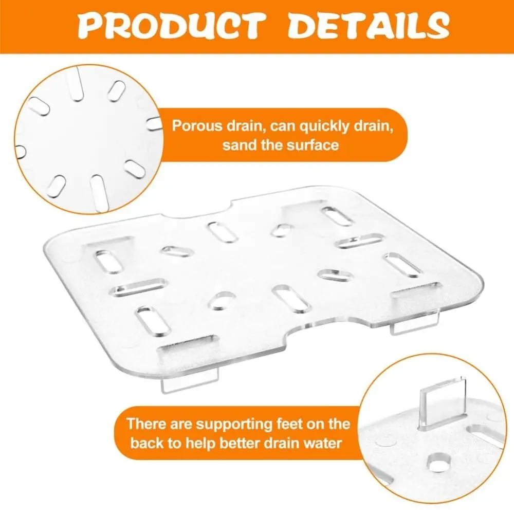 Acrylic Dish Drying Rack Nonslip Large Capacity Water Separation Tray 1/1 1/2 1/3 1/4 1/6 1/9 Lightweight Draining Board