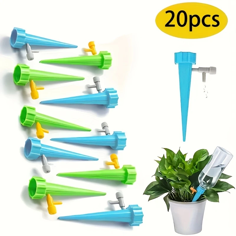 20PCS Flower Adjustable Automatic Drip Irrigation Plant Watering System Plant Self Watering Kits Insert Water Devices