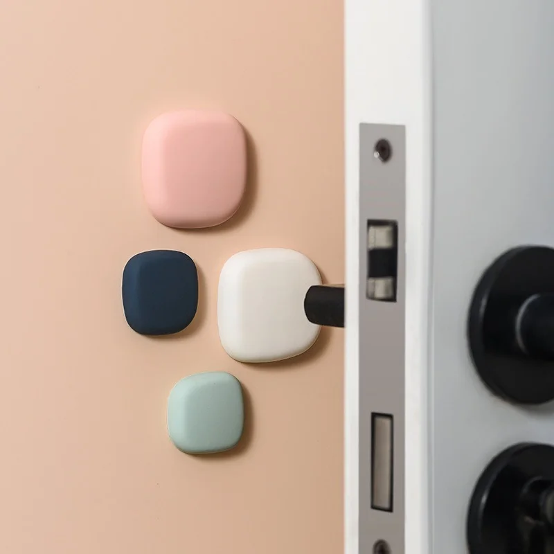 4Pcs Cobblestone Style Soft Silicone Wall Protector Mat Door Handle Bumper Protective Non-slip Self-adhesive Doors Stop Muffler