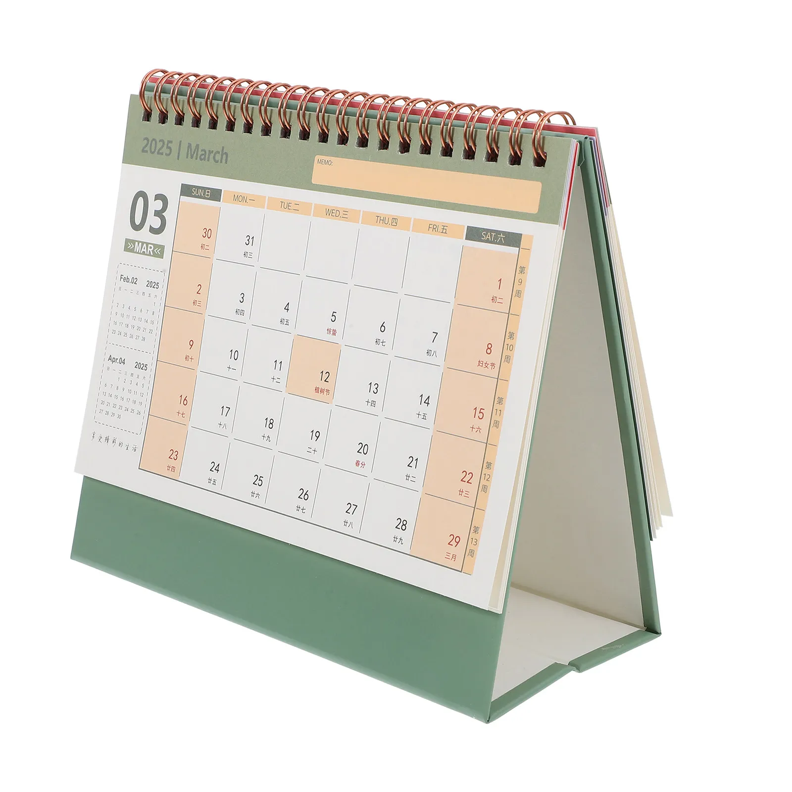 

Gold Foil Standing Desk Calendar with Sturdy Metal Double Wire Binding Smooth Writing Surface Office Academic Tabletop Month