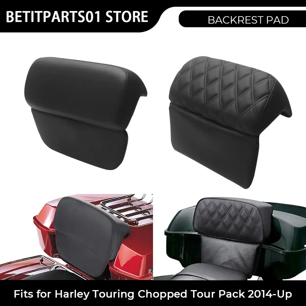

Motorcycle Black Synthetic leather Chopped Razor Pack Trunk Backrest Rear Pad For Harley 2014-2024 Touring and Tri Glide models