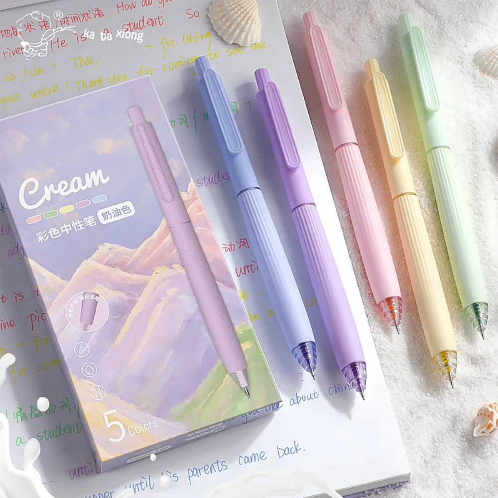 5pcs 0.5 mm Color Gel Pen For Note-taking Quick-drying Marker Pen Fine Tip Smooth Non-stick Ink Replaceable Refill