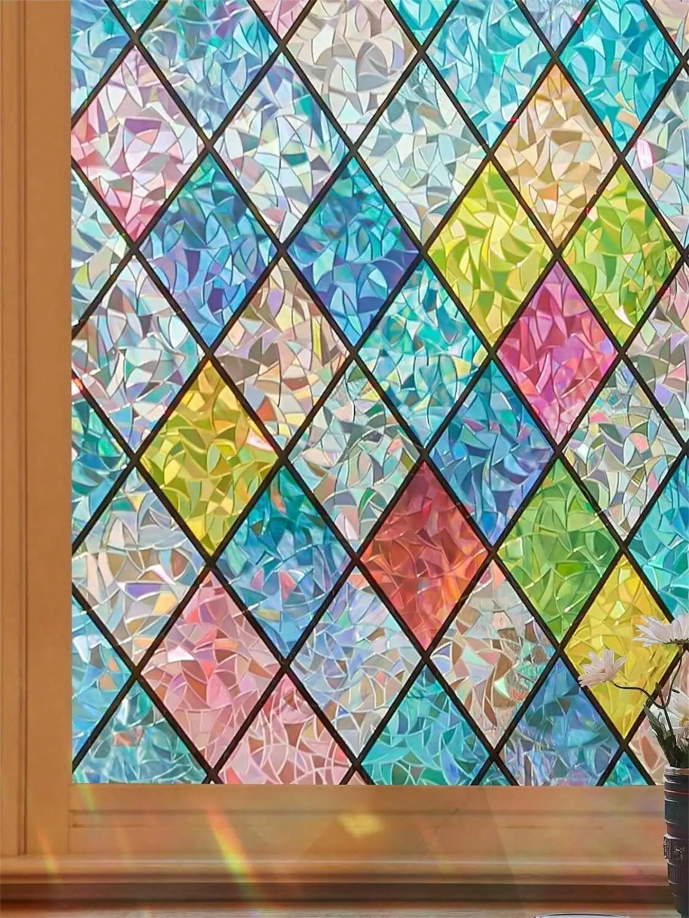 3D Regenbogen-Fensterfolie Sichtschutz Statisch Haftend Sonnenschutz Dekorativ für Haus-Glastüren
