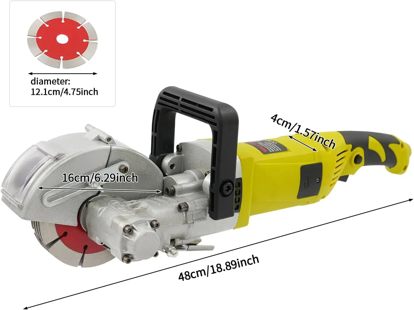Wall Chaser Concrete Cutter 4000W Electric Concrete Cutting Saw with 5 Blades and Dust-Resistant Design, 6500RPM, Max Groove Depth and Width 1.18