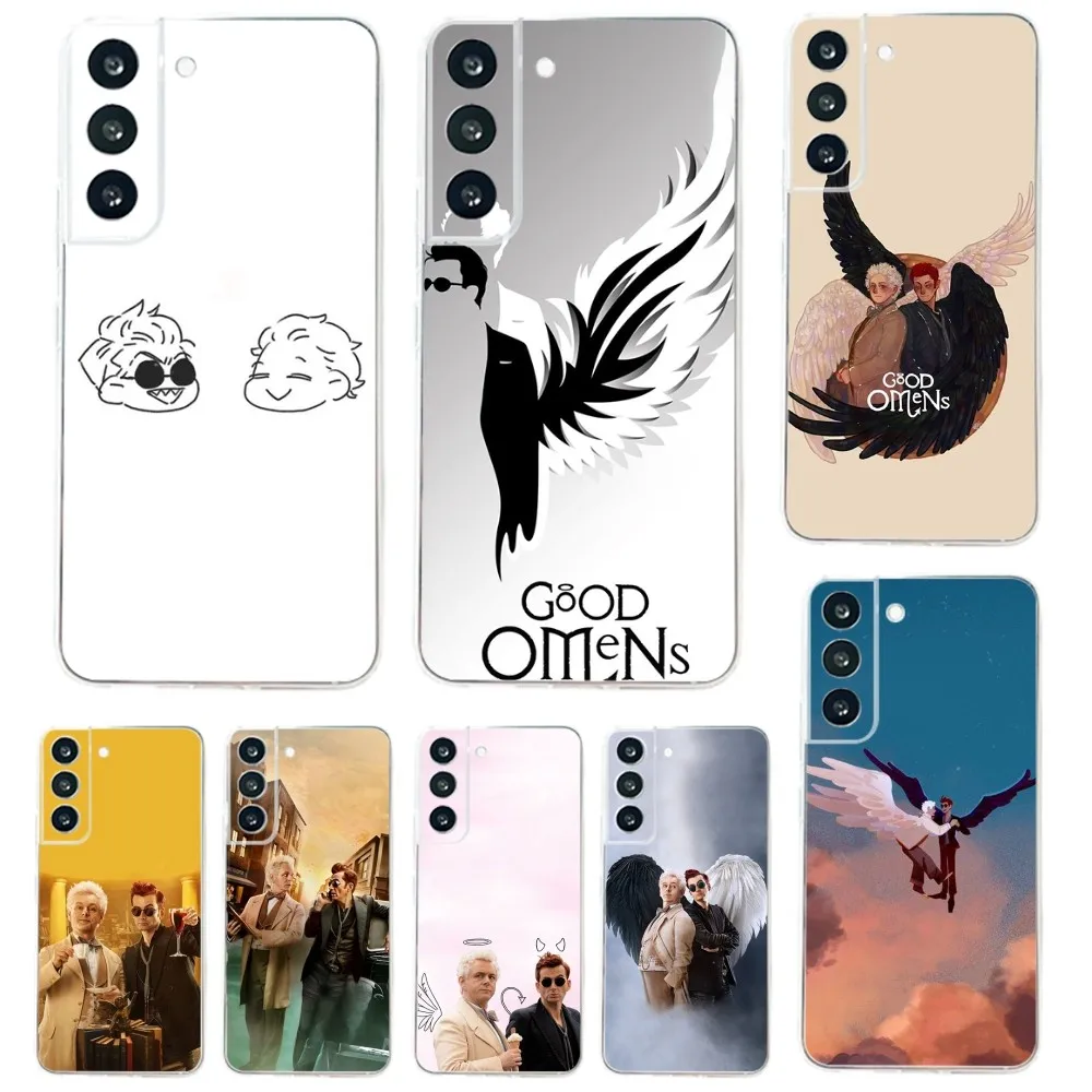 TV Good O-Omens Phone Case For Samsung Galaxy A71,70,52,51,40,31,A50,30S,21S,Note20ultra Transparent Cover