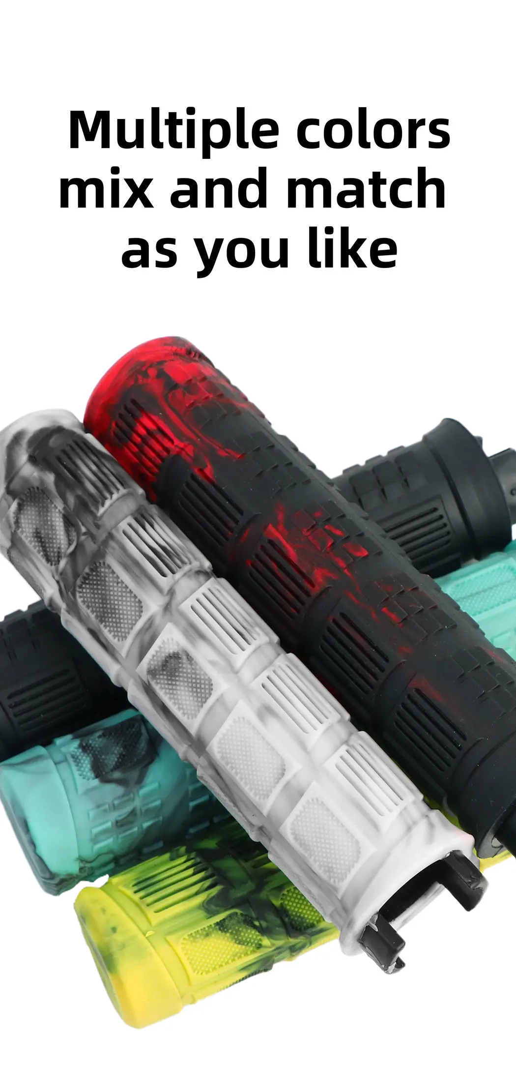 Mountainbike-Lenkergriffe, zweifarbig, Aluminiumlegierung, rutschfestes Gummi, ergonomisches Design für bequemes Radfahren auf der Straße – Detail 8