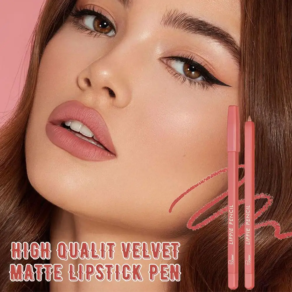 12 kleuren Matte Lip Liner Pen Make Up Waterdicht Fluwelen Naakt Mollige Lipliner Met Puntenslijper Tint Lipliner Potlood Contour Lip W0Q3