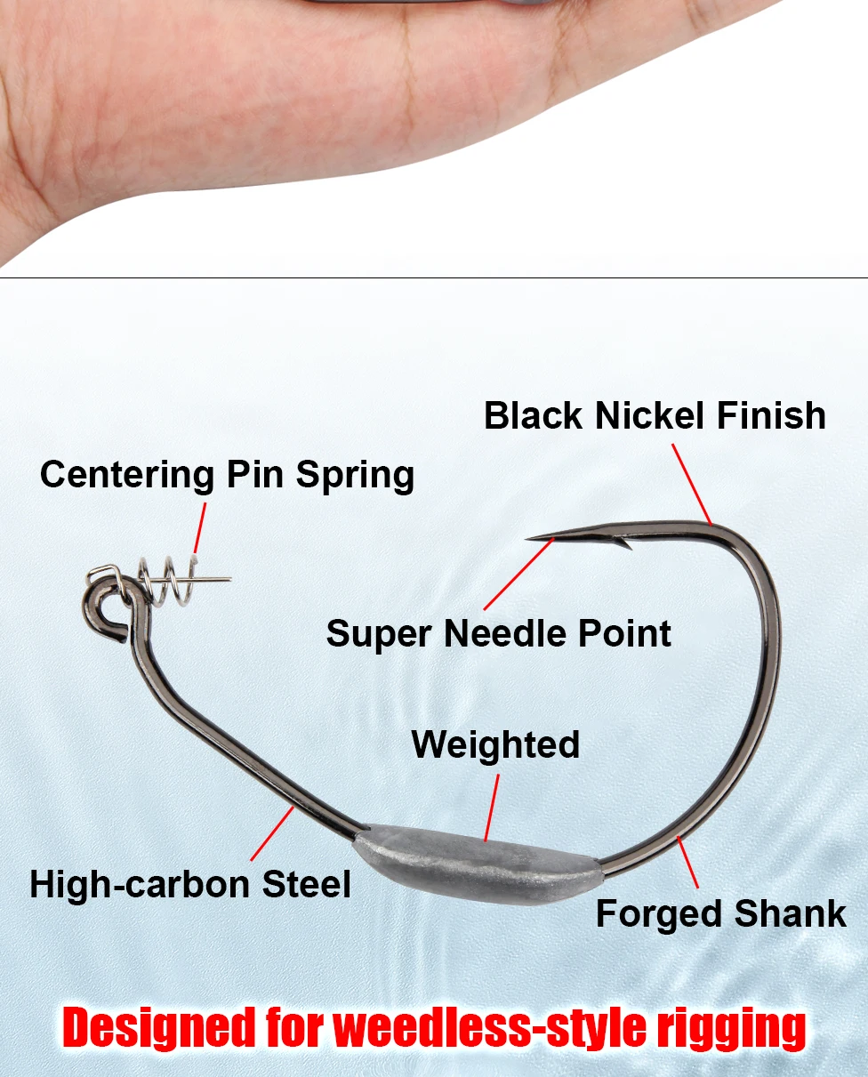Spinpoler Raptor Weighted Swimbait Hooks 5/0 7/0 10/0 Twistlock Centering Pin Spring High Carbon Steel Weedless Fishing Hooks