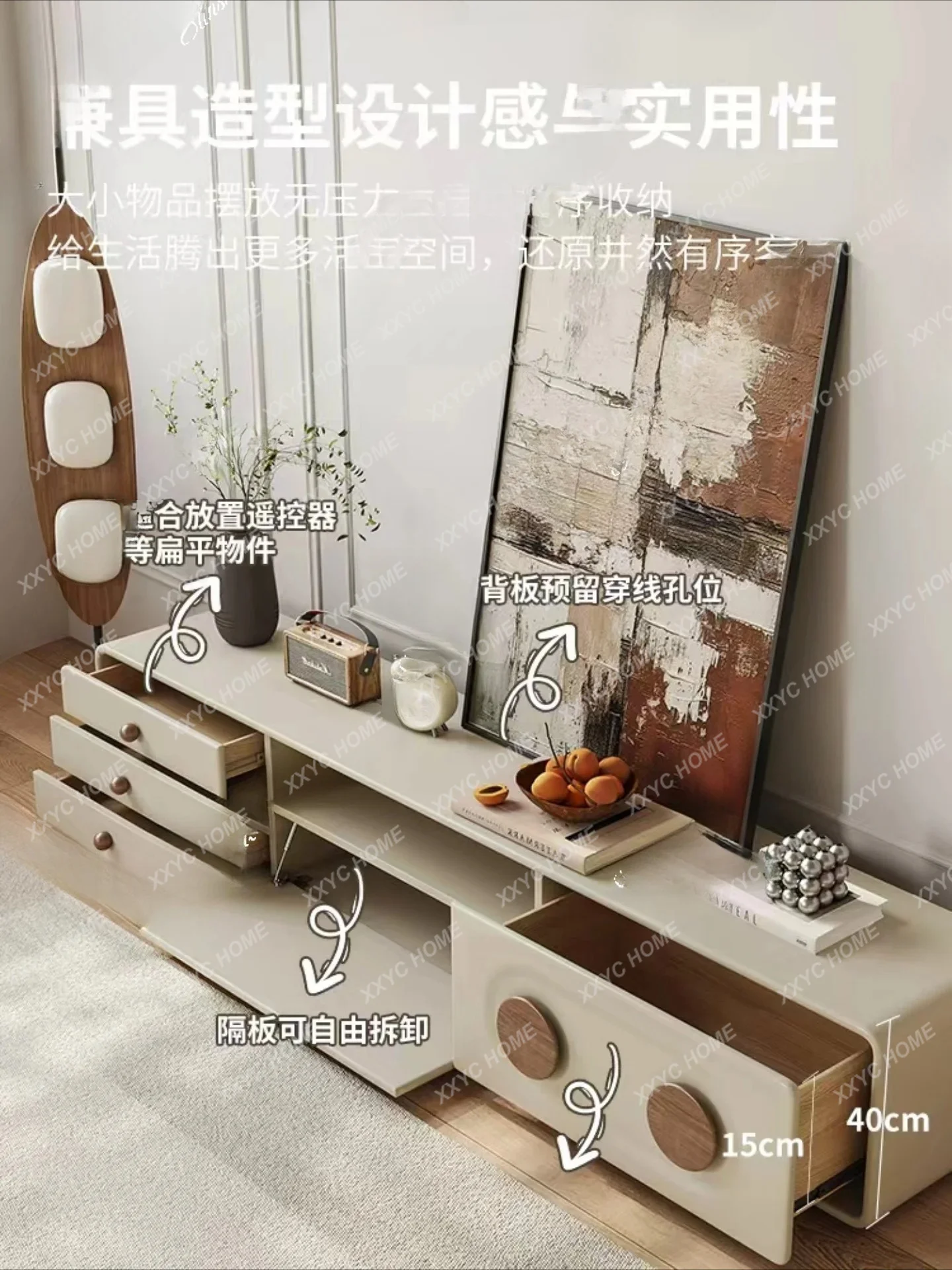

F to-ceiling living room home small apartment cream style second-hand coffee table combination light luxury and high-end