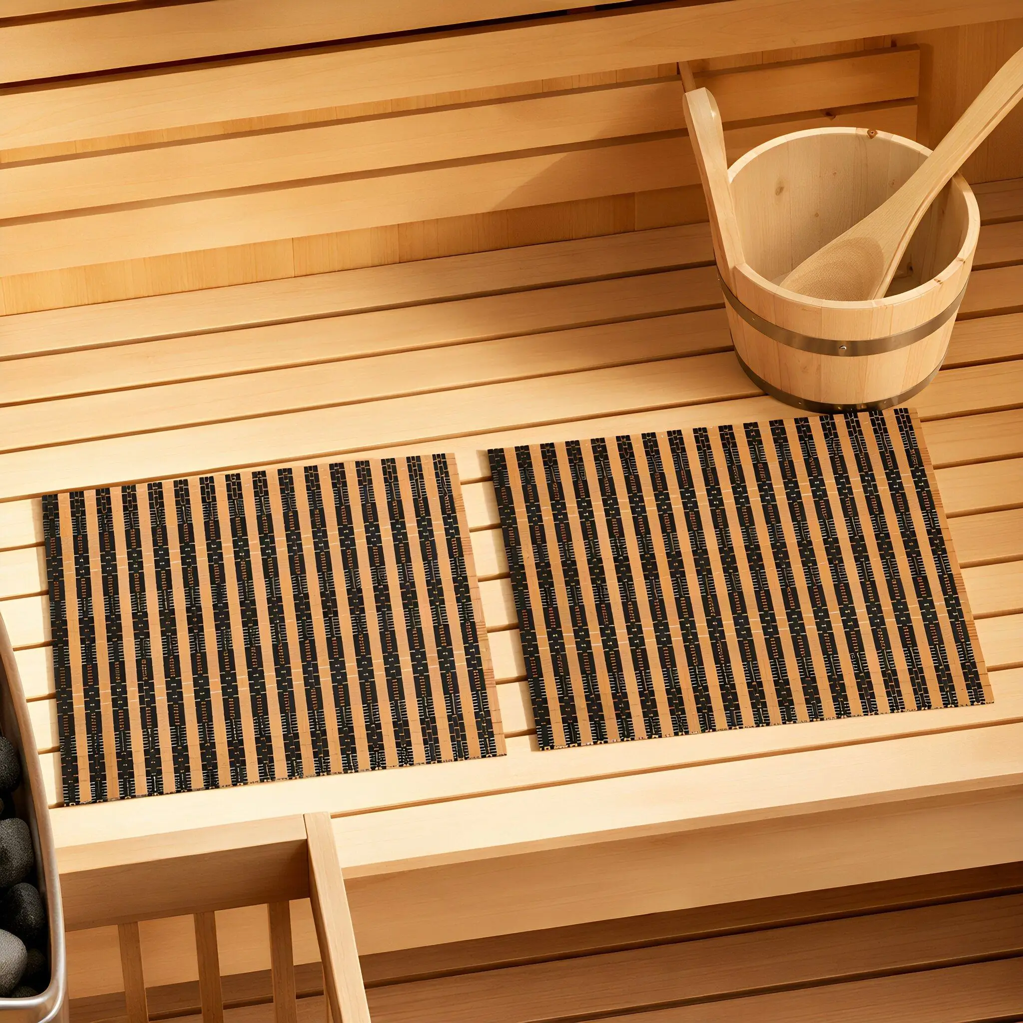 2 Pcs Natural Bamboo Bath Mat - Bamboo Bath Mat 评论和价格