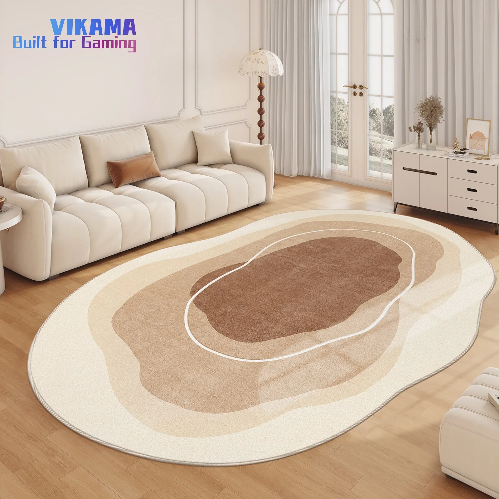 VIKAMA French Cream Style Living Room Rufs Dirty Resistant Anti-slip Pad Light Luxury Bedroom Bedside Floor Mats Home Decoration
