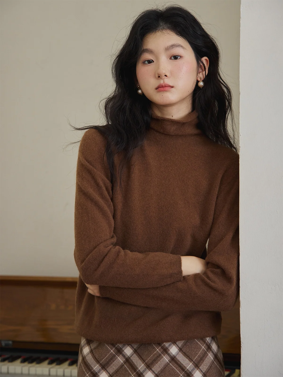 

Miss Squirrel 3D Sl Knitted High Ne Women's Camere Sweater Lightweight Warm Skin-friendly Autumn Faion Woolen Top