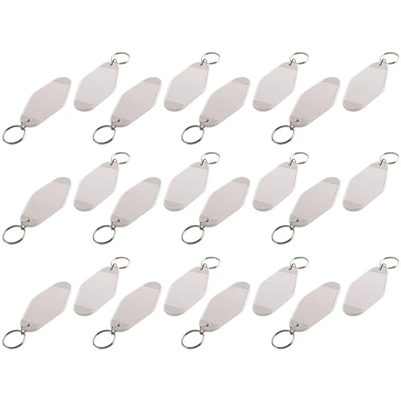ABMO 96 Pcs Vintage Motel Keychain DIY Blank Hotel Keychains Heat Transfer Blank Keychains Bulk Sublimation (White)